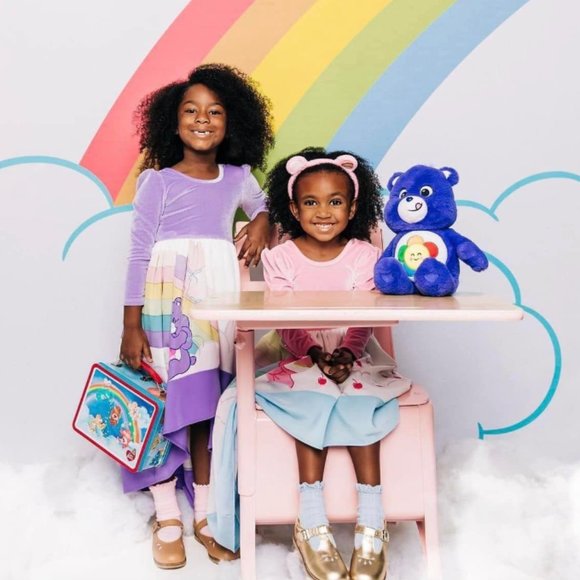 NWT Pleiades Designs Care Bears Harmony Purple Hi Lo Windsong Dress Girls size 6 - Picture 4 of 4